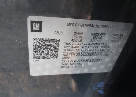 2018 Chevrolet Malibu Lt из США, поврежденный, VIN 1G1ZD5ST5JF184097